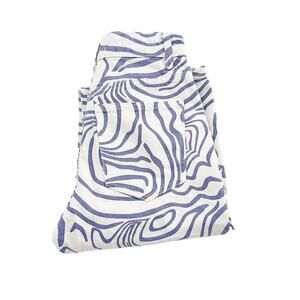 Zara Wavy Retro Print Wavy Straight Leg Denim Jeans Size 0